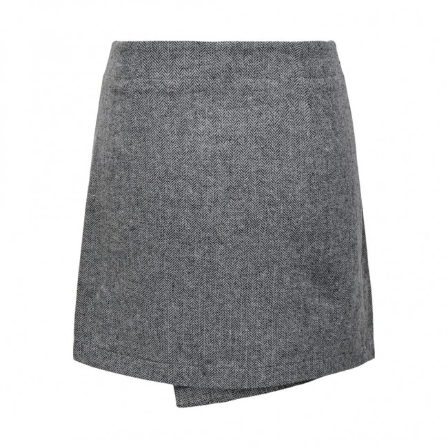ONLY ONLCORA HW WRAP HB SKIRT TLR 15271841 MEDIUM GREY MELANGE HERRINGBONE