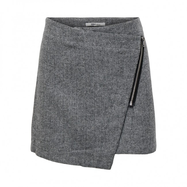 ONLY ONLCORA HW WRAP HB SKIRT TLR 15271841 MEDIUM GREY MELANGE HERRINGBONE