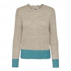ONLY ONLMELLA L/S CONTRAST PULLOVER BF KNT 15272627 PUMICE STONE MELANGE/CAPRI BREEZE MELANGE