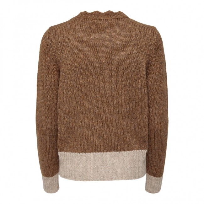 ONLY ONLMELLA L/S CONTRAST PULLOVER BF KNT 15272627 BISTRE MELANGE/PUMICE STONE MELANGE