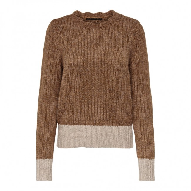 ONLY ONLMELLA L/S CONTRAST PULLOVER BF KNT 15272627 BISTRE MELANGE/PUMICE STONE MELANGE