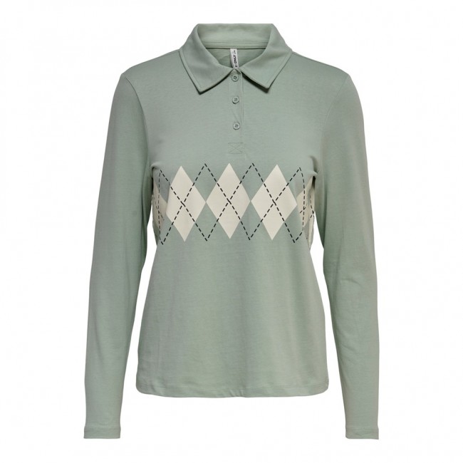 ONLANE L/S REG POLO CHECK TOP CS JRS  15259512 AQUA GREY